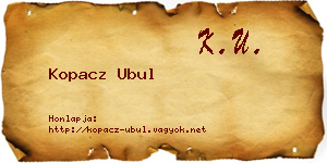 Kopacz Ubul névjegykártya